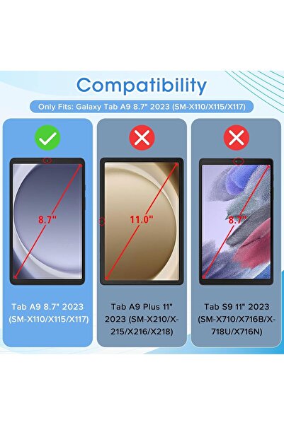 HYX 2 Pack Screen Protector for Galaxy Tab A9 8.7 Inch (2023) 9H Tempered Glass