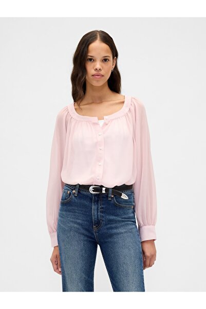 GAP Kadın Açık Pembe Transparan Gömlek