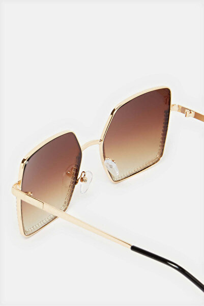 REDTAG Women Brown And Gold Oversize Sunglasses