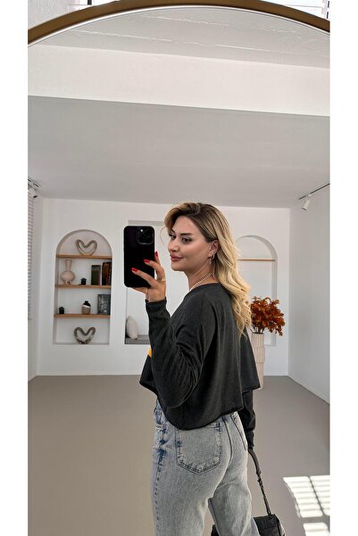 Sezgi Tekin Wide Collar Color Block Gray Knitwear