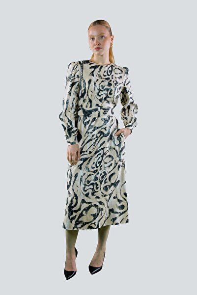 IDYL Belted Printed Midi Dress