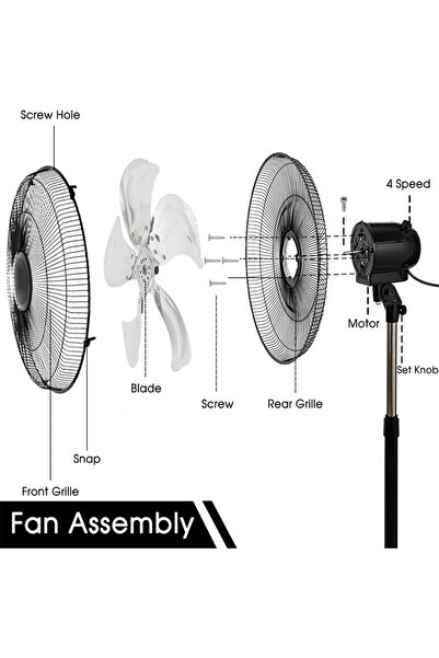 Sumkyle Pedestal Floor 16nch Large Fan with Oscillating Blades Tilted Head Strong Wind