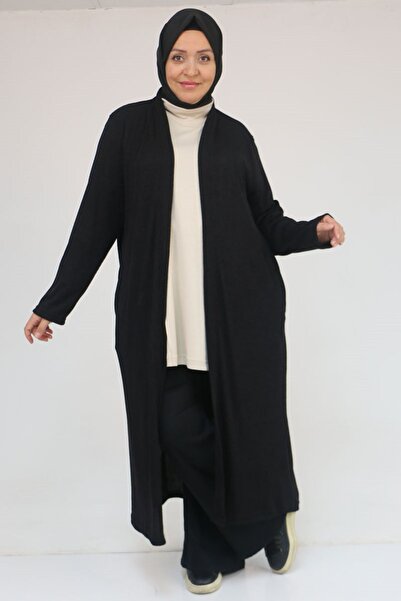 Eslina 53061 Μακρύ μπουφάν Mir με τσέπες μεγάλου μεγέθους - Μαύρο