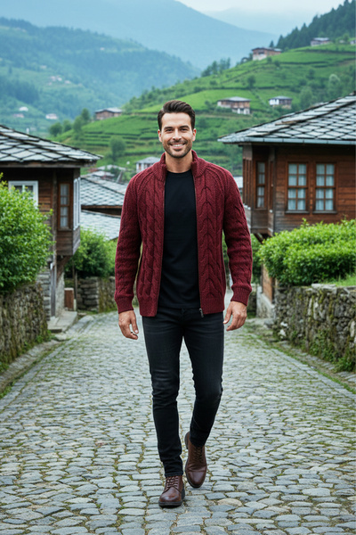 Pulltonic Erkek Yarım Balıkçı Yaka Kalın Fermuarlı Hırka