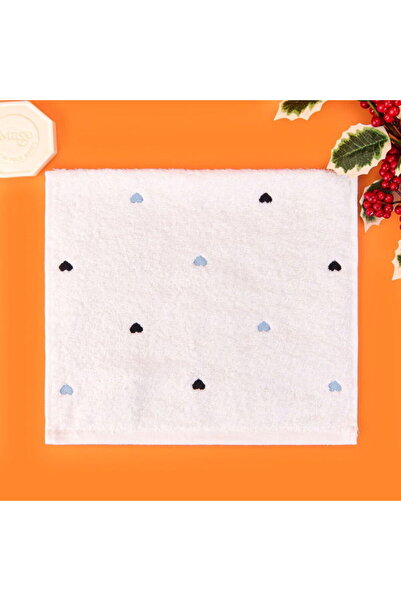 Evidea Prosop de mână cu broderie Soft Heart - Ecru / Negru - 30x50 cm