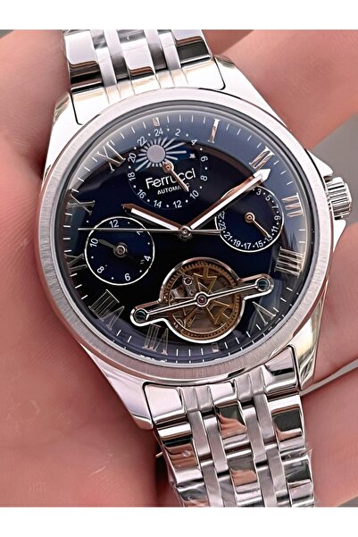 Ferrucci 3 Atm Men's Wristwatch with Automatic Moonlight and Sun Dial and Bracelet Gift Ff.G3606.1