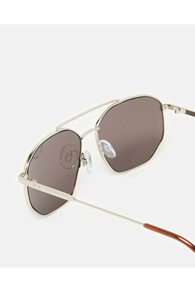 REDTAG Men Black And Silver Hexagonal Sunglasses