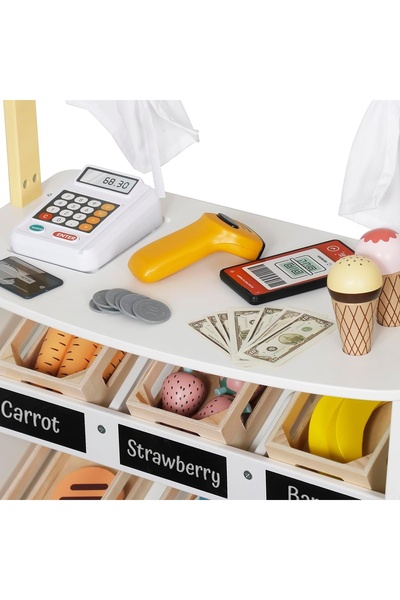 indiggo 2in1 Wooden Toy for Children - Food Market Indiggo® 3 Years+, White Wooden