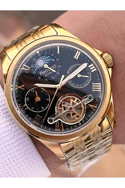 Ferrucci 3 Atm Men's Wristwatch with Automatic Moonlight and Sun Dial and Bracelet Gift Ff.G3606.3