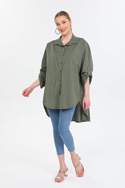 della moor Women's Khaki Italian O Oversized Shirt Tunic