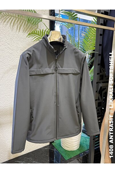 DYNAMO Men's Stand-Up Collar Water Repellent Lycra Softshell Fabric Plus Size Coat