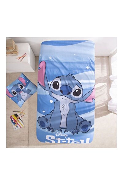 BabiesStore Bed linen set, 100% cotton, 2 pieces, 140x200 cm, 65x65 cm, blue, Happy, Stitch
