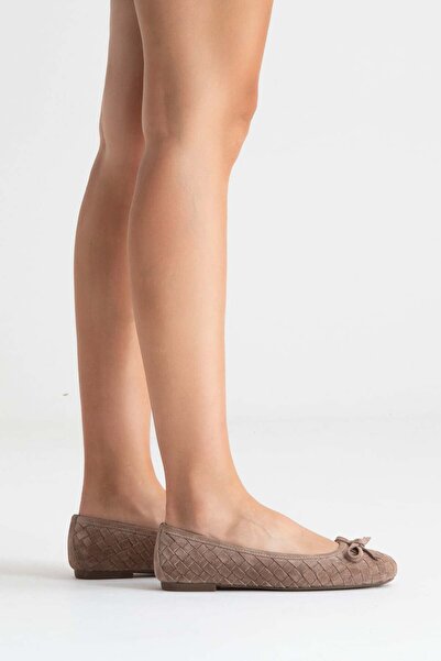 Zeynep Sıradağlı Preslie Women's Leather Ballerinas Mink Suede