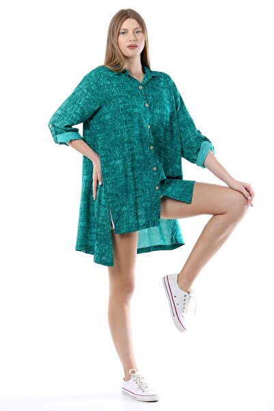 della moor Women's Green Casual Shirt Tunic