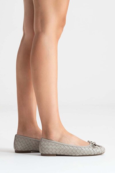 Zeynep Sıradağlı Preslie Women's Leather Ballerinas Gray