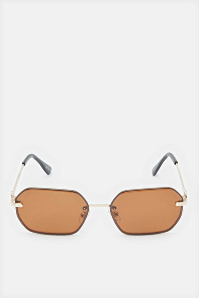 REDTAG Women Gold Hexagonal Sunglasses