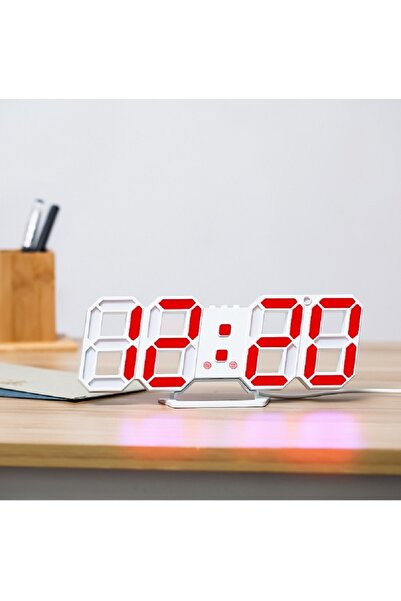Livava Led Işıklı Alarmlı Masa Saati, Kırmızı, 25x10