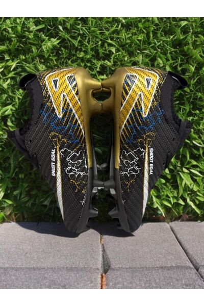 sinmm çocuk krampon ve halı saha futbol ayakkabısı çoraplı dişli siyah*altın ...