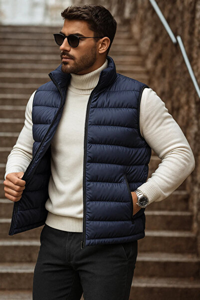 comstar Men's Winter Zippered Basic Smoked Puffer Vest with Pockets