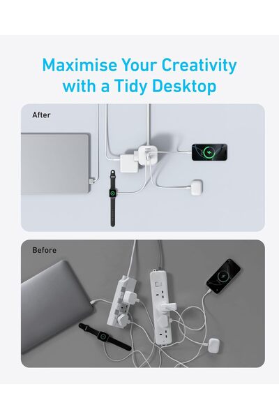 Anker Tower Extension Lead 12-in-1 Surge Protector, 8 AC Outlets + 4 USB, 20W USB-C