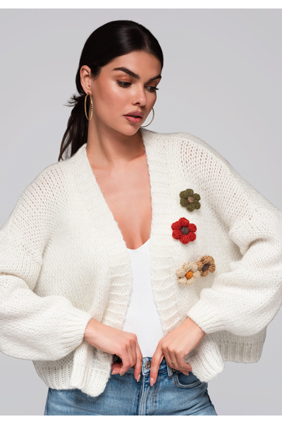 OMBRE Γυναικείο Πουλόβερ LW-SWCD-0101 κρεμ