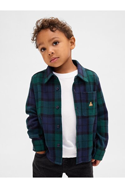 GAP Erkek Bebek Yeşil Kareli Düğmeli Brannan Bear Detaylı Gömlek