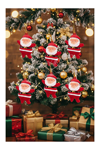 FOKUL Christmas Tree Ornament 6 Pieces Santa Claus Ornament Christmas Figure Set of 6 Red Christmas Tree Santa Claus Ornament