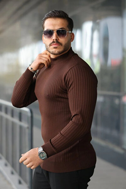 GENCULUS Men's Half Turtleneck Ribbed Knitwear