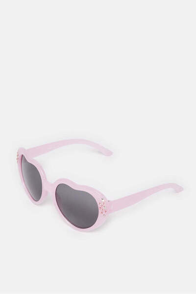 REDTAG Girls Pink Heart Sunglasses With Embellished Case