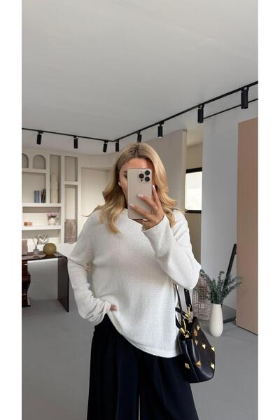 Sezgi Tekin Premium Ecru Oversized Mercerized Knitwear