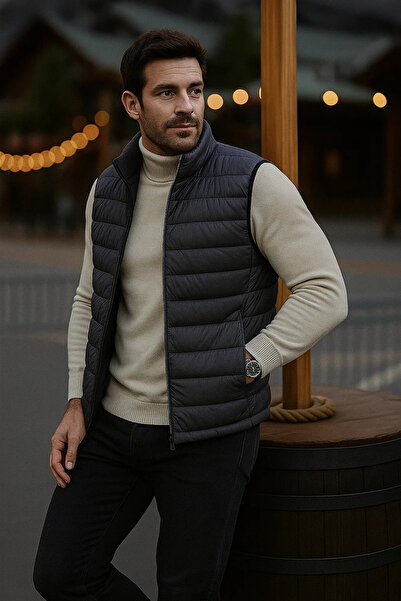 comstar Men's Lined Winter Smoked Puffer Vest with Pockets and Zipper