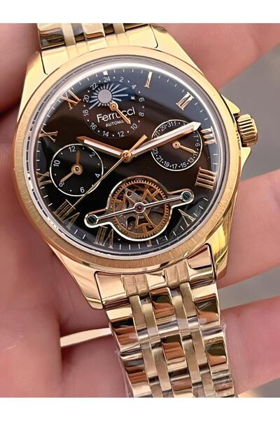 Ferrucci 3 Atm Men's Wristwatch with Automatic Moonlight and Sun Dial and Bracelet Gift Ff.G3606.3