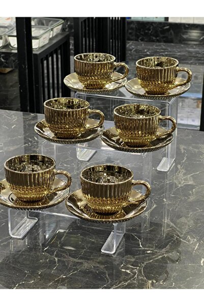 isra kristal Luxury 6-Piece Coffee and Tea Cup Set - Modern Cup Set - Dishwasher Safe