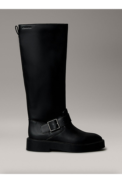 Calvin Klein Leather Stacked Heel Knee Boots