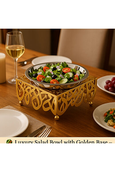 DIVA LADY 🥗✨ Luxurious salad bowl with a gilt base — measuring 27 x 27 cm and 13 cm high ✨🥗