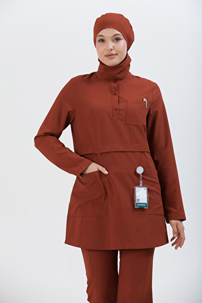 almesta Lulu Hemşire Doktor Tesettür Cerrahi Üst Forma Uzun Kol Scrubs