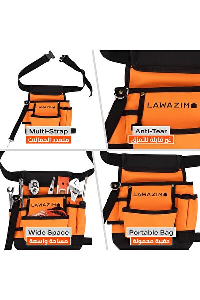 Lawazim Apron Tool Bag Pouch – Waterproof Canvas Waist Apron with Adjustable Strap & Multiple Pock