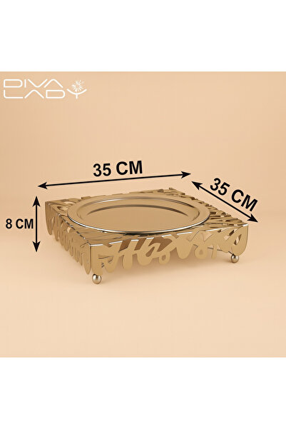 DIVA LADY ✨ 30cm Flat Metal Serving Dish — Matte Silver with a Luxurious Base, Versatile (Rice, Fruits, Desserts and More) ✨