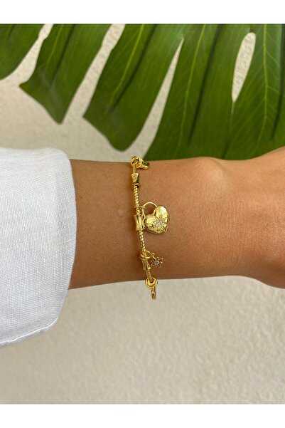 YSX سوار من الذهب قابل للتعديل موديل Pndr مفتوح على شكل قلب من حجر الزركون