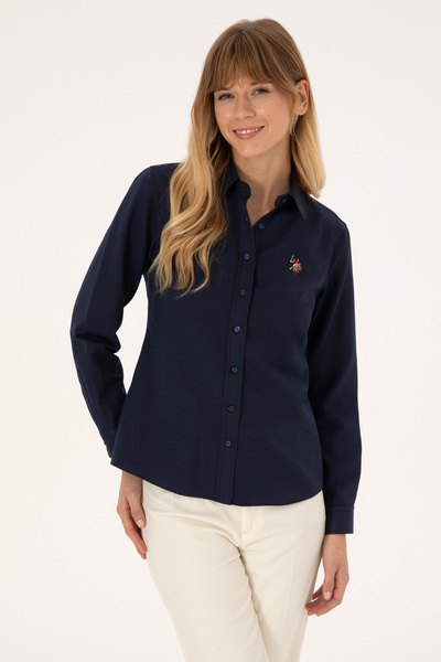 U.S. Polo Assn. Women's Navy Blue Long Sleeve Basic Shirt 50308043-Vr033