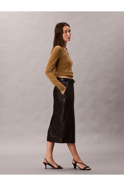 Calvin Klein Faux Leather Midi Skirt