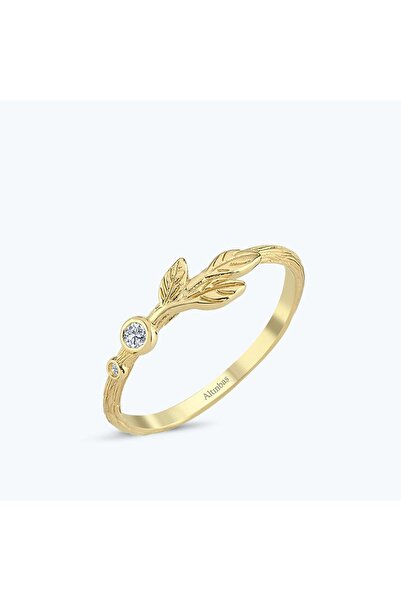 Altınbaş Altın Çift Taşlı Yaprak Yüzük