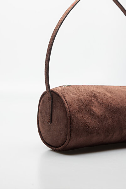 KISCHE Cylinder Suede Coffee Hand and Shoulder Bag Women