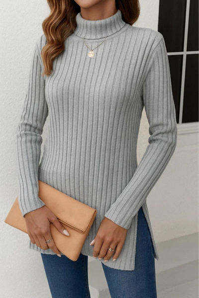 GENCULUS Women's Long Sleeve Turtleneck Side Slit Hoodie Camisole Blouse