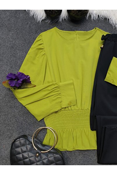 MissRunin Short Blouse with Elastic Waist