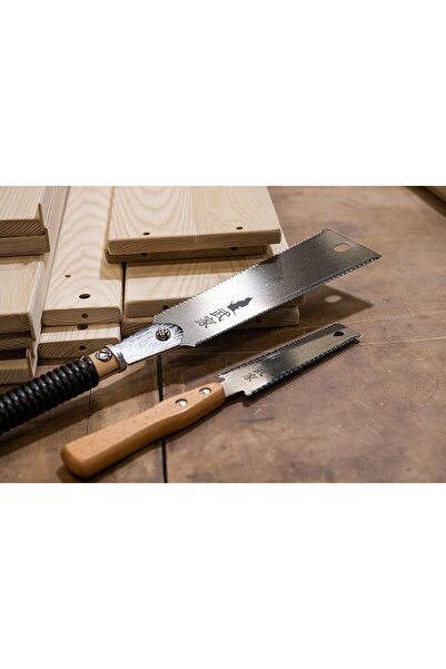 Generic Ryoba Japanese Pull Saw 9.5" & 6" Flush Cut Saw Set (2 pcs) - Steel Blades, Beech Handles