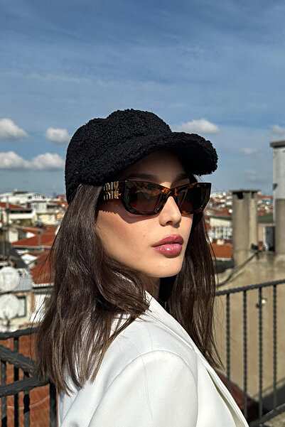 Mollycrush Women's Teddy Textured Winter Women's Visor Hat – Soft Lamb Fur Look Model