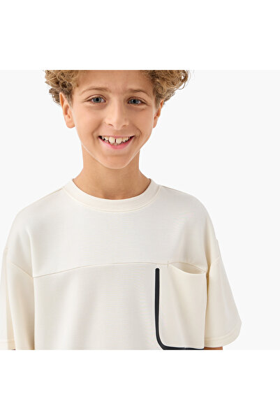 XYZ Panelled T-shirt with Short Sleeves and Cutout Chest Pocket