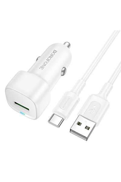 Borofone 18W USB-A (QC/FCP/AFC) Car Charger with USB-A to USB-C Cable Include...
