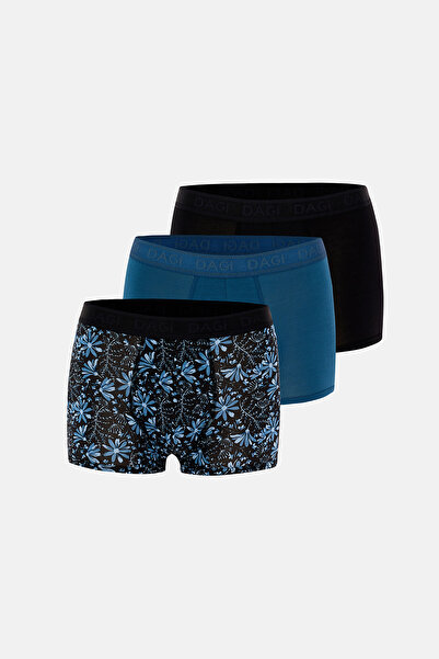 Dagi Μπλε-Μαύρο 4210 Μπόξερ με μοτίβο Micro Modal 3 τεμαχίων